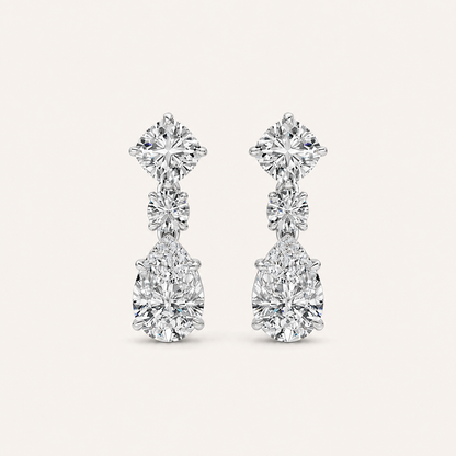 5CT Pear Cut Lab Grown Diamond Dangle Earrings