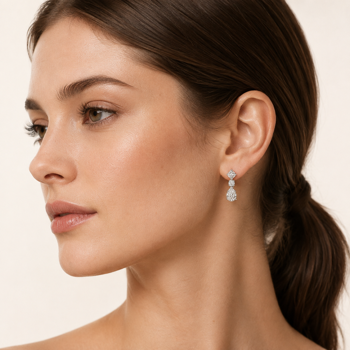 5CT Pear Cut Lab Grown Diamond Dangle Earrings