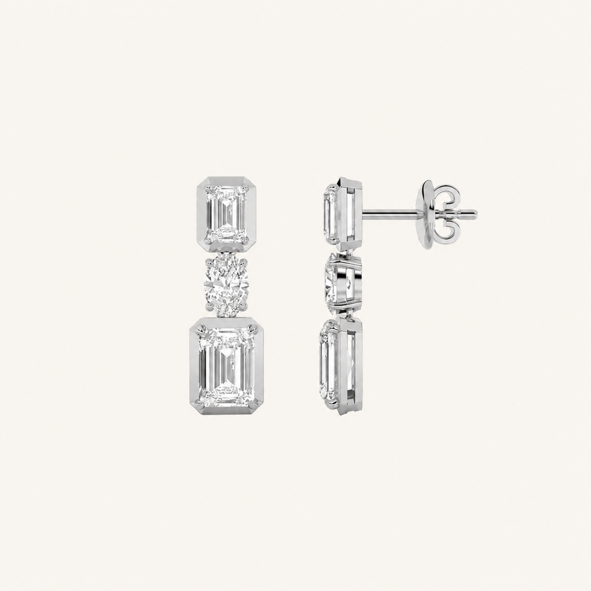 3CT Radiant Cut Lab Grown Diamond Dangle Earrings