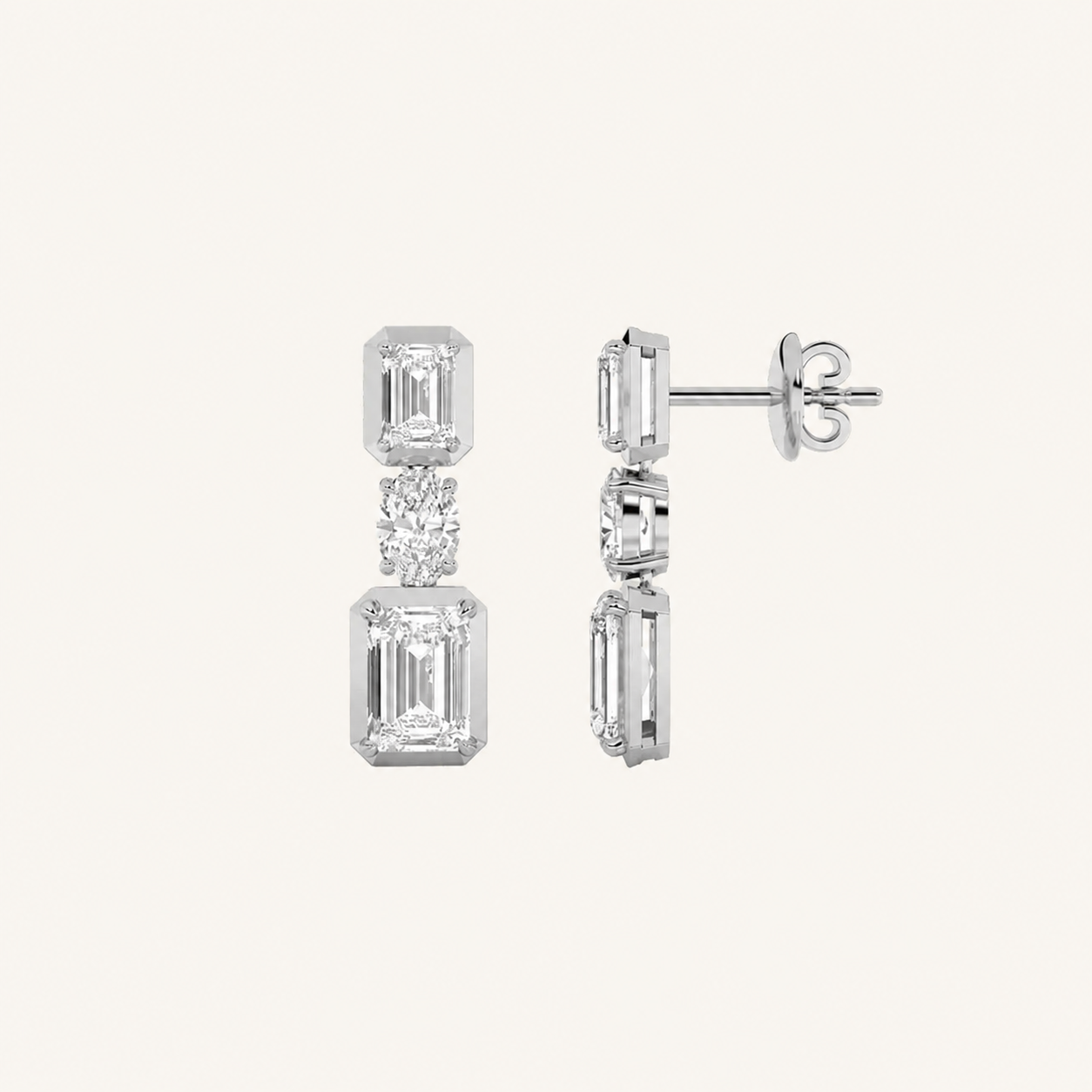 3CT Radiant Cut Lab Grown Diamond Dangle Earrings