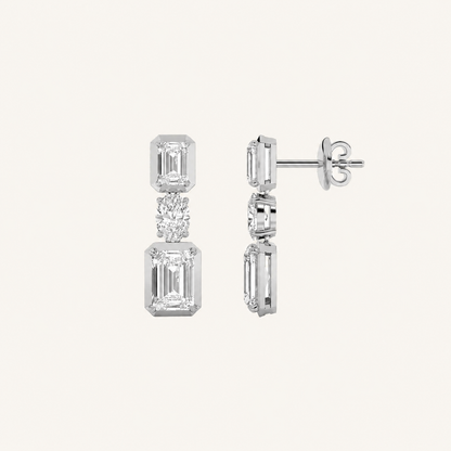 3CT Radiant Cut Lab Grown Diamond Dangle Earrings