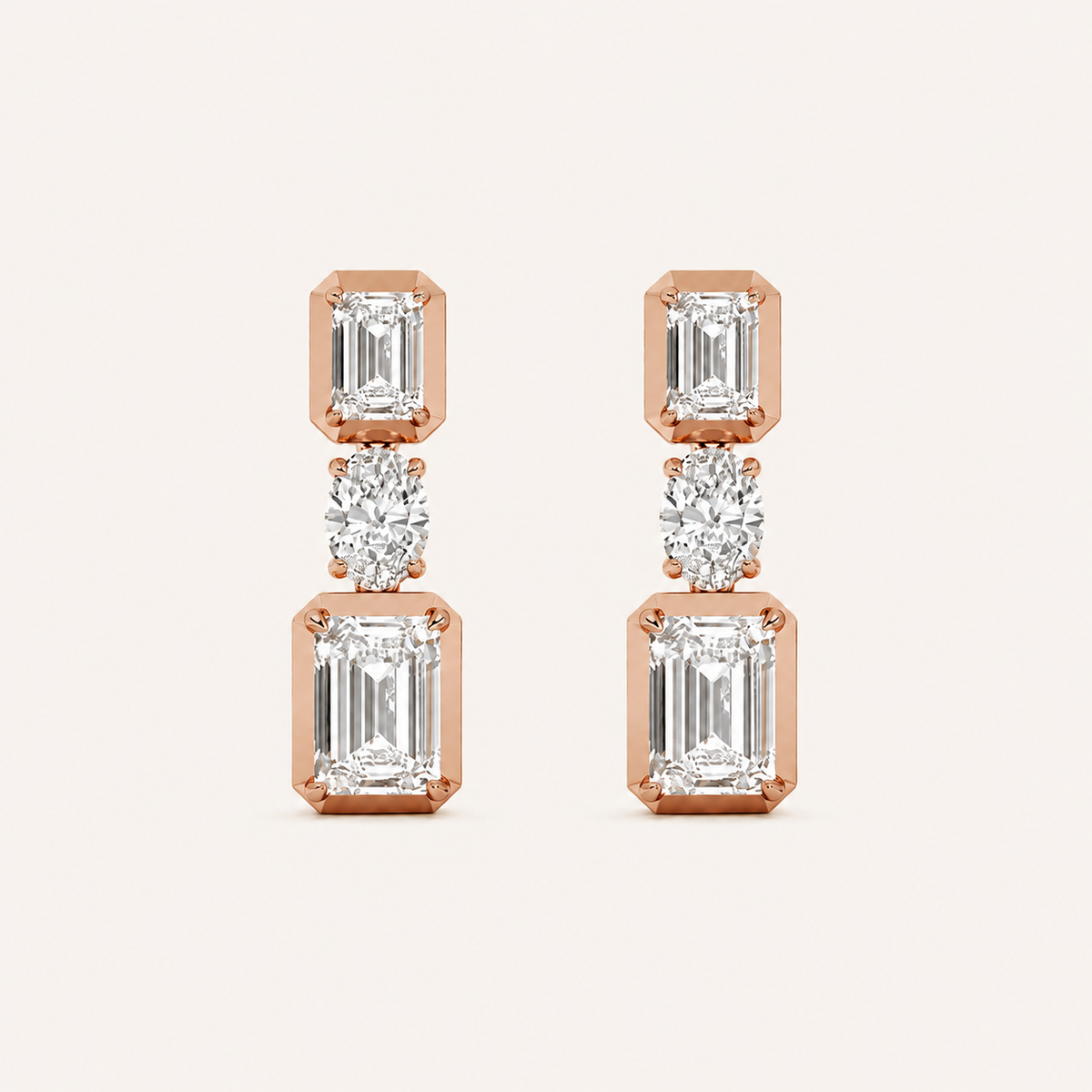 3CT Radiant Cut Lab Grown Diamond Dangle Earrings