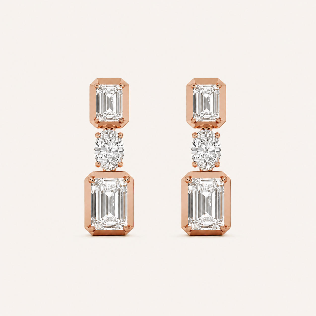 3CT Radiant Cut Lab Grown Diamond Dangle Earrings
