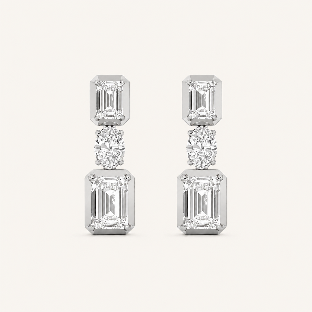 3CT Radiant Cut Lab Grown Diamond Dangle Earrings
