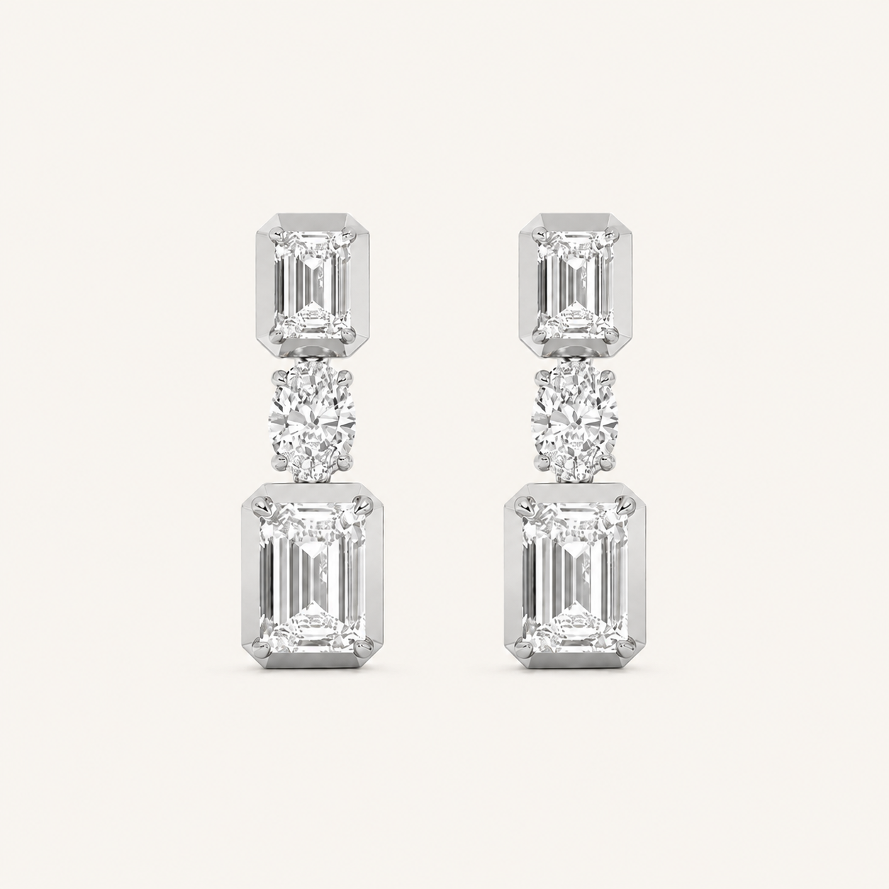 3CT Radiant Cut Lab Grown Diamond Dangle Earrings