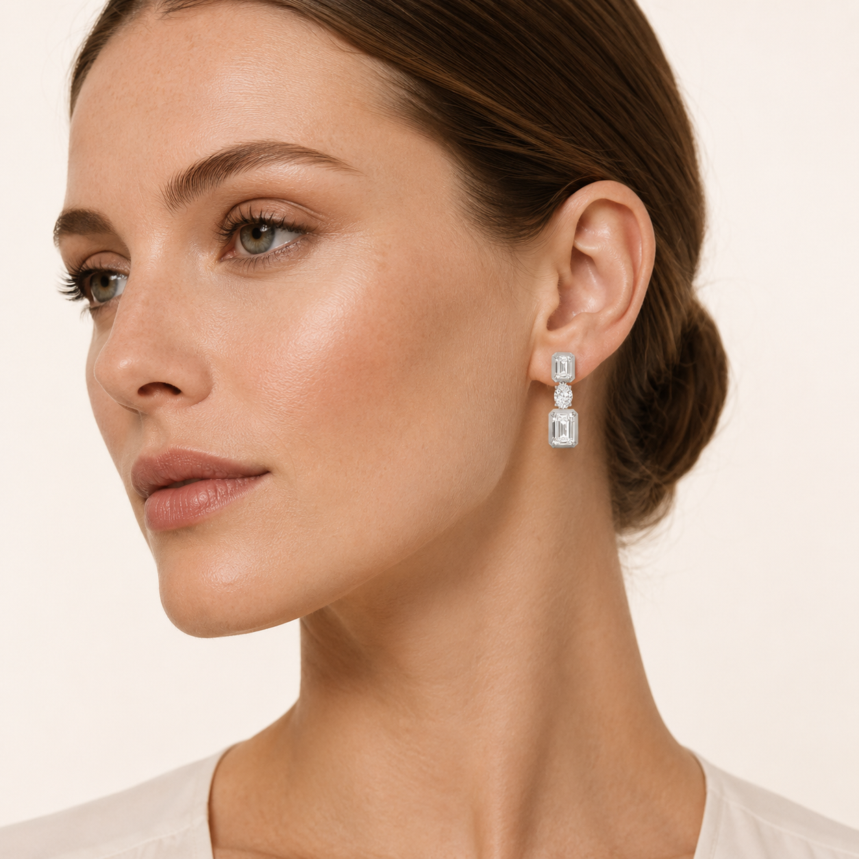 3CT Radiant Cut Lab Grown Diamond Dangle Earrings