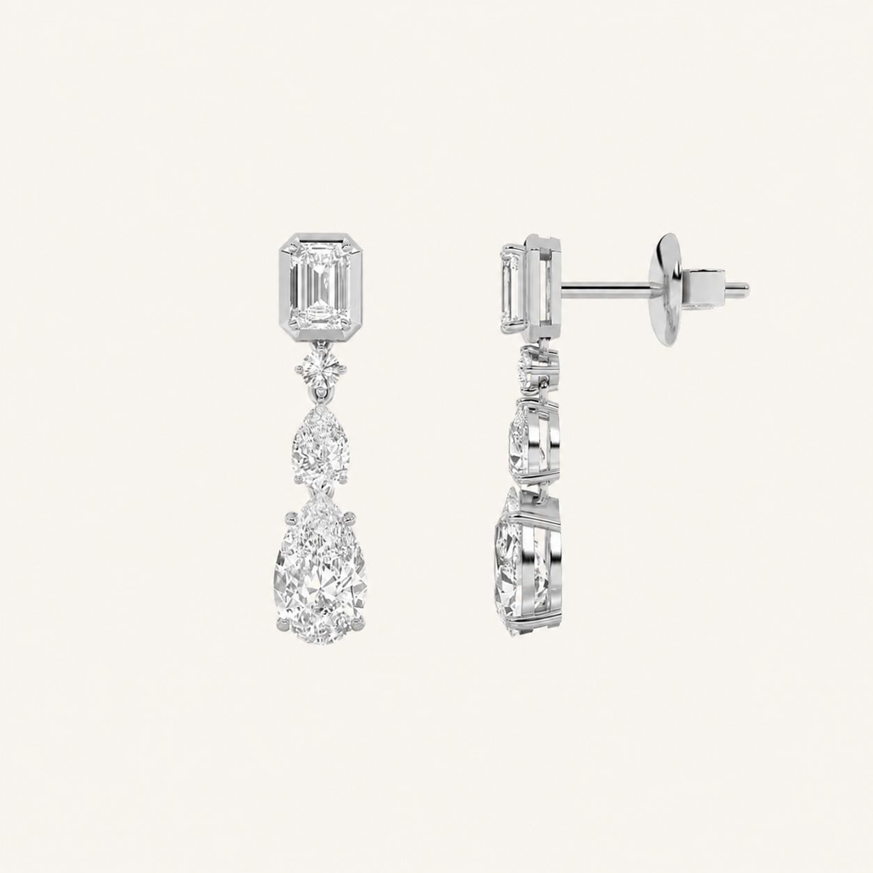 4.5CT Pear Cut Lab Grown Diamond Dangle Earrings