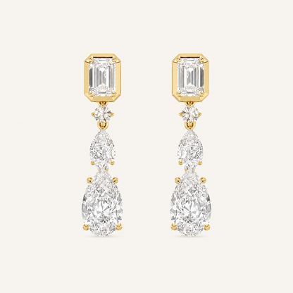 4.5CT Pear Cut Lab Grown Diamond Dangle Earrings