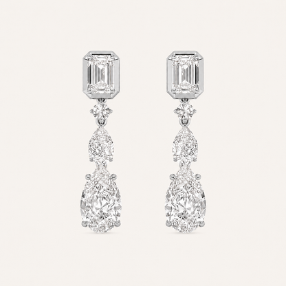 4.5CT Pear Cut Lab Grown Diamond Dangle Earrings
