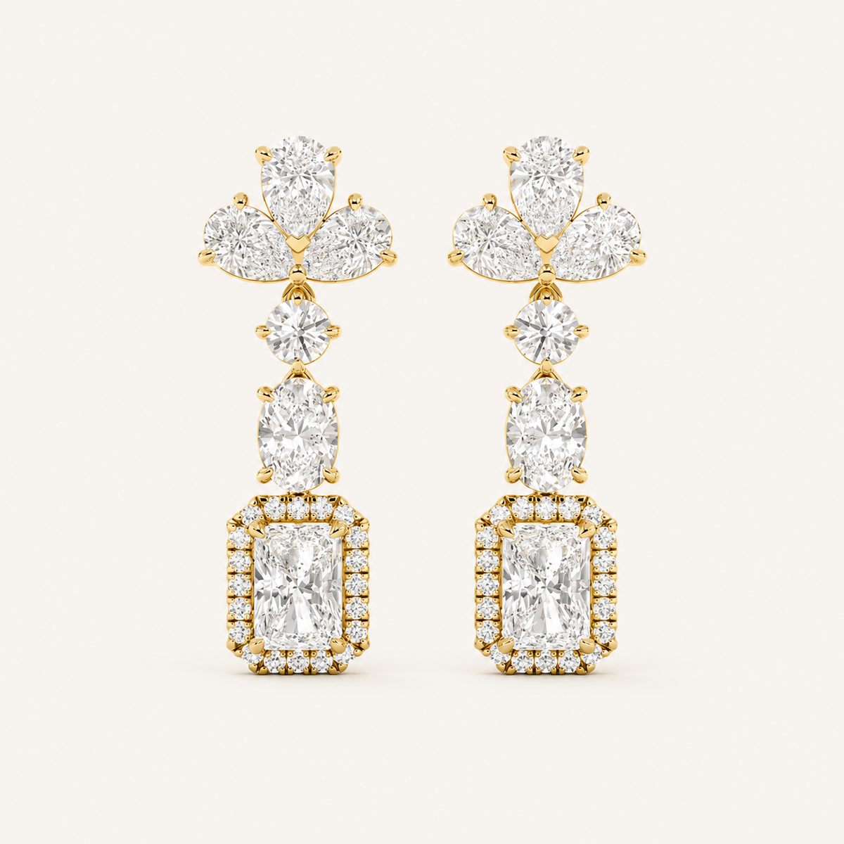5.5CT Radiant Cut Lab Grown Diamond Dangle Earrings