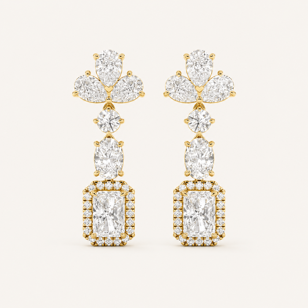 5.5CT Radiant Cut Lab Grown Diamond Dangle Earrings