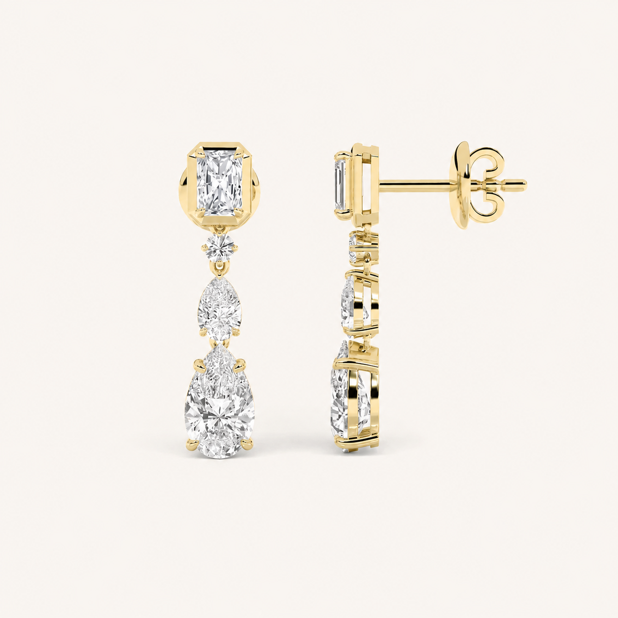 5.5CT Radiant Cut Lab Grown Diamond Dangle Earrings