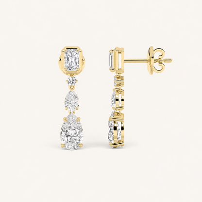 5.5CT Radiant Cut Lab Grown Diamond Dangle Earrings