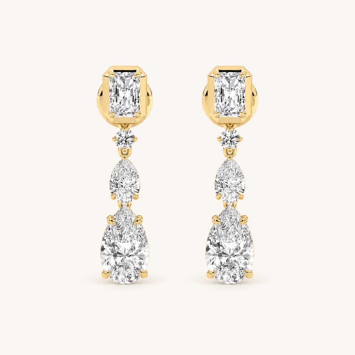 5.5CT Radiant Cut Lab Grown Diamond Dangle Earrings