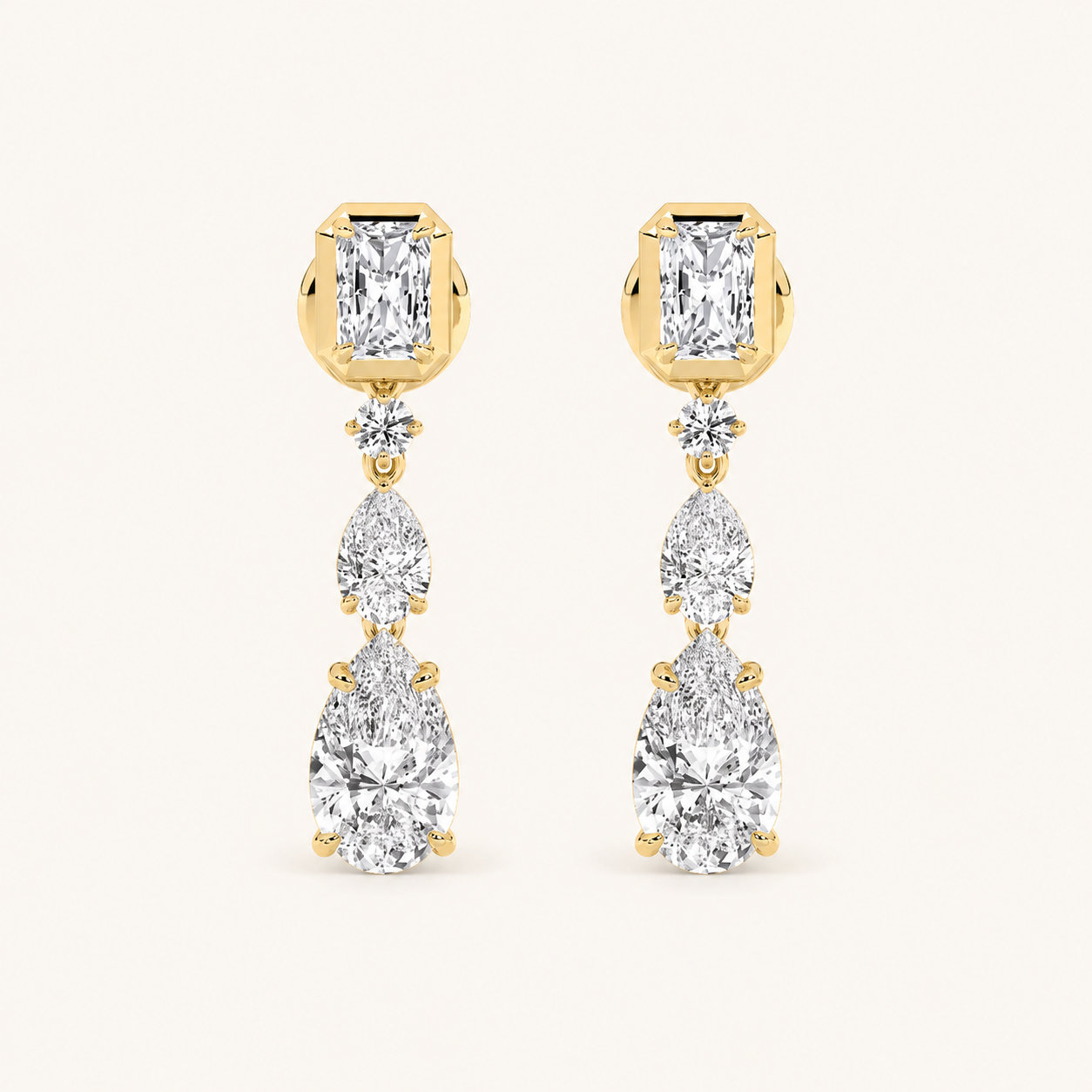 5.5CT Radiant Cut Lab Grown Diamond Dangle Earrings