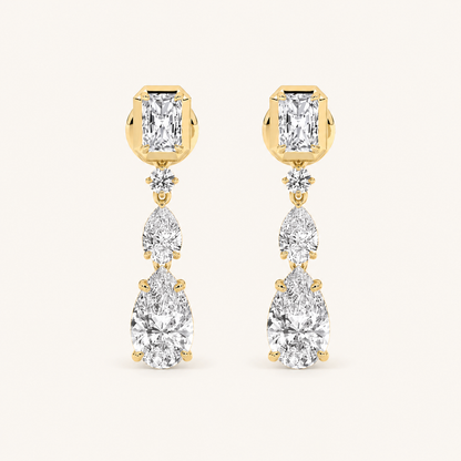 5.5CT Radiant Cut Lab Grown Diamond Dangle Earrings