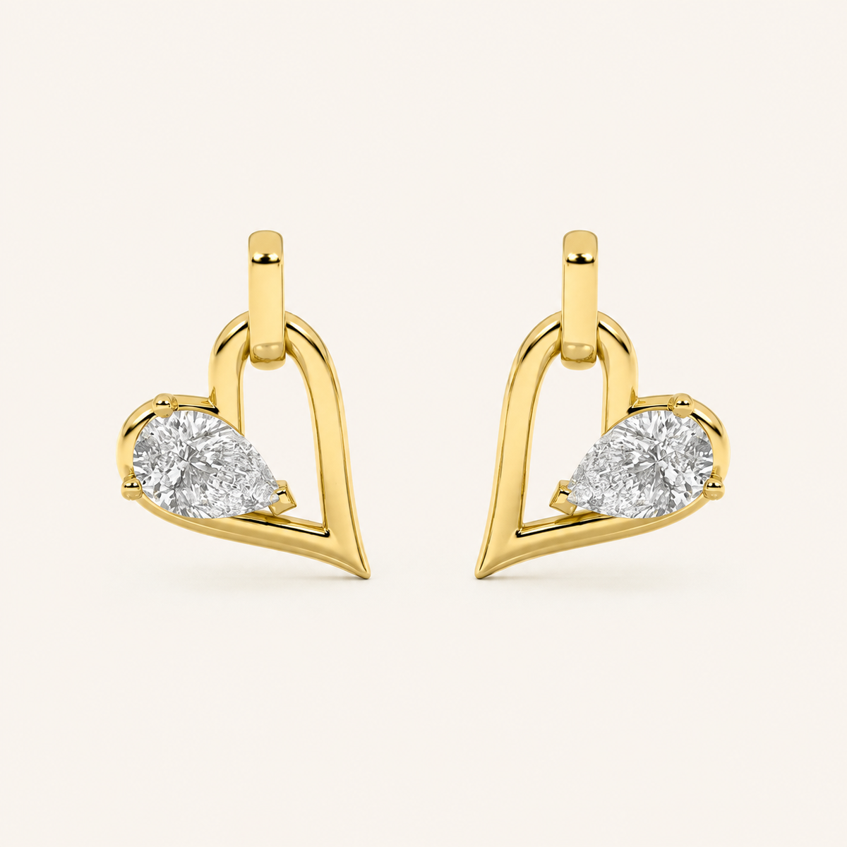 1CT Pear Cut Lab Grown Diamond Heart Shaped Dangle Earrings