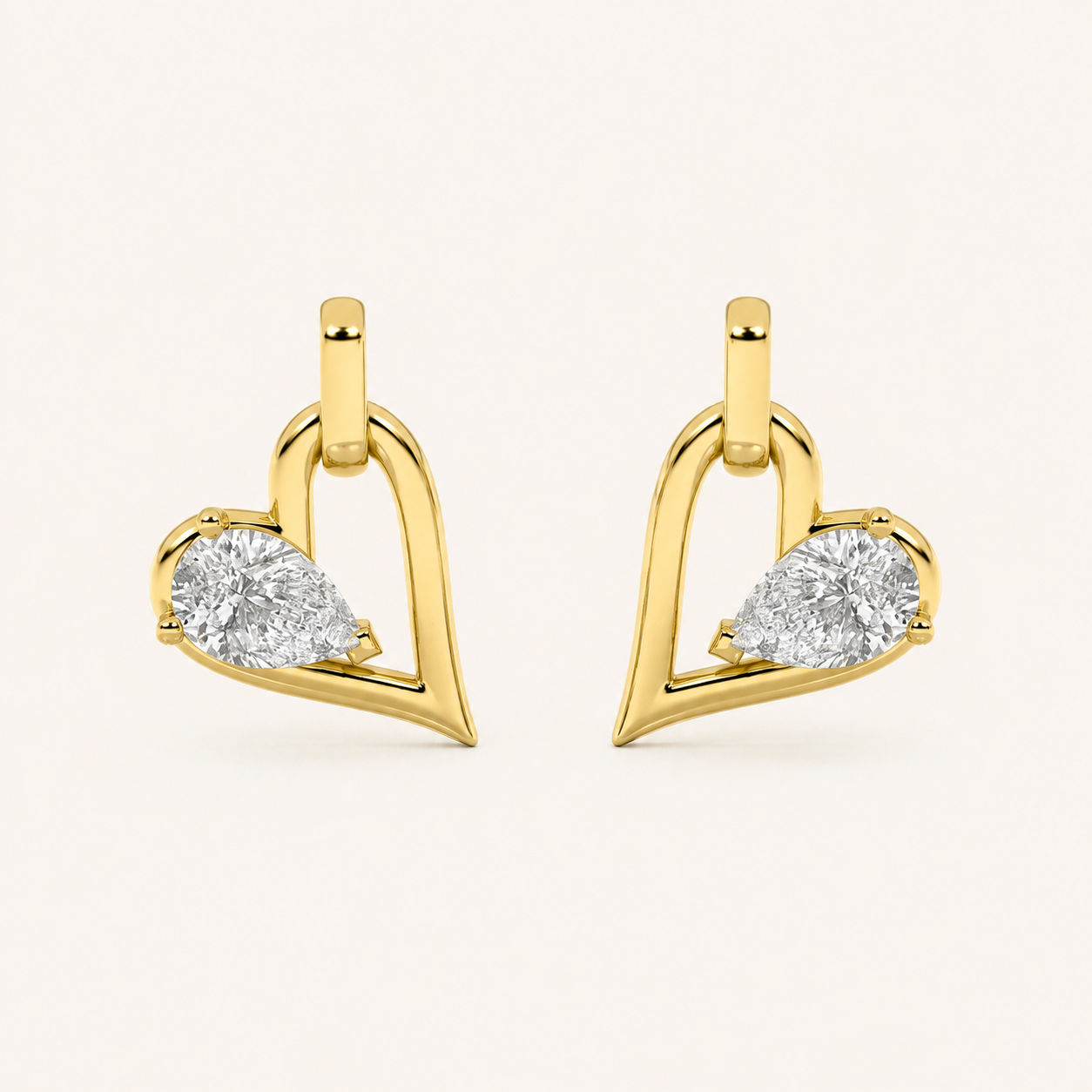 1CT Pear Cut Lab Grown Diamond Heart Shaped Dangle Earrings
