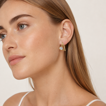 1CT Pear Cut Lab Grown Diamond Heart Shaped Dangle Earrings