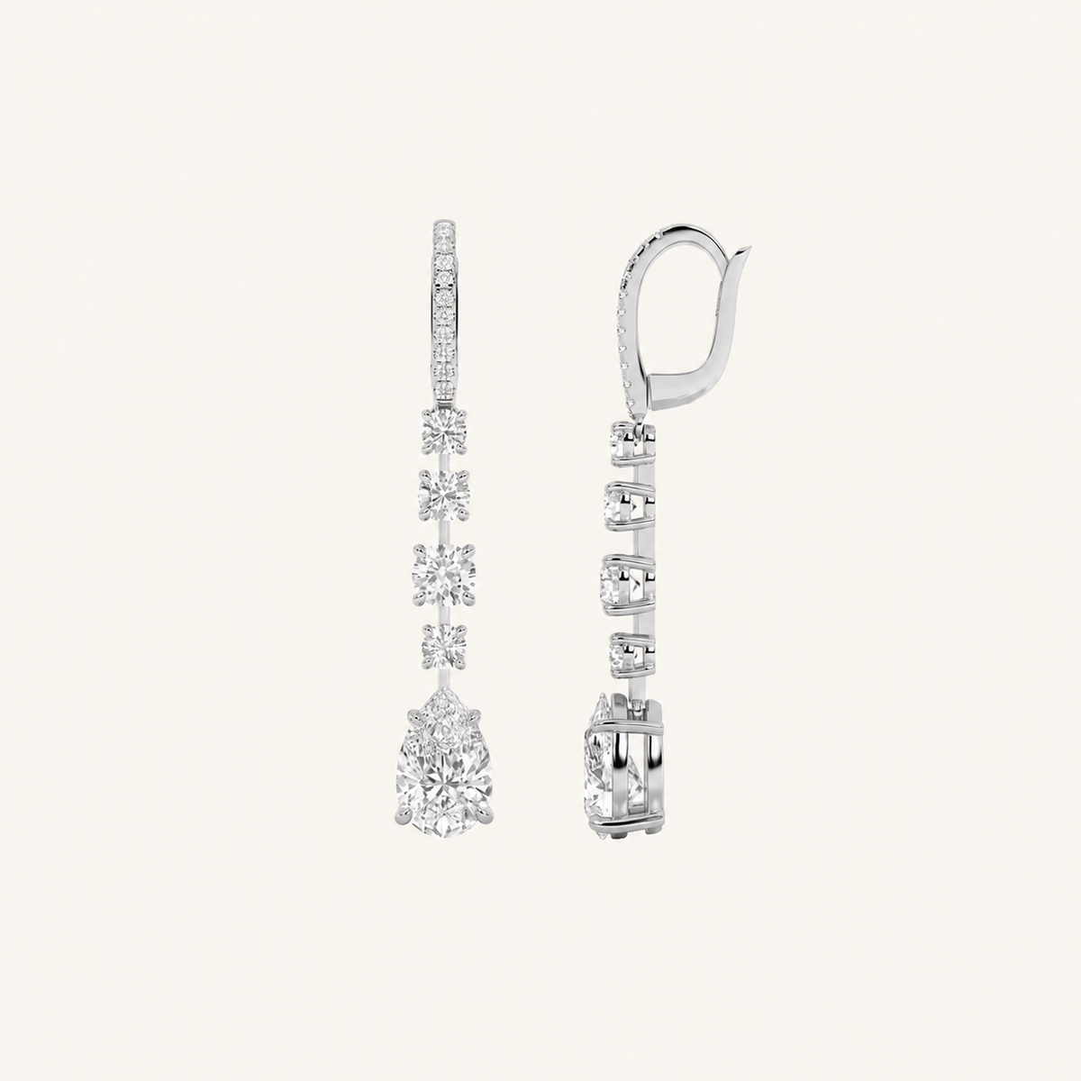 4.5CT Pear Cut Lab Grown Diamond Dangle Earrings