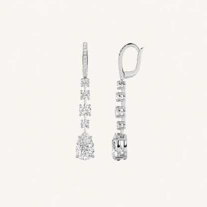 4.5CT Pear Cut Lab Grown Diamond Dangle Earrings
