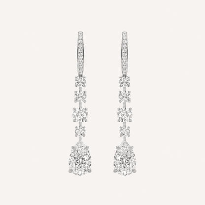 4.5CT Pear Cut Lab Grown Diamond Dangle Earrings