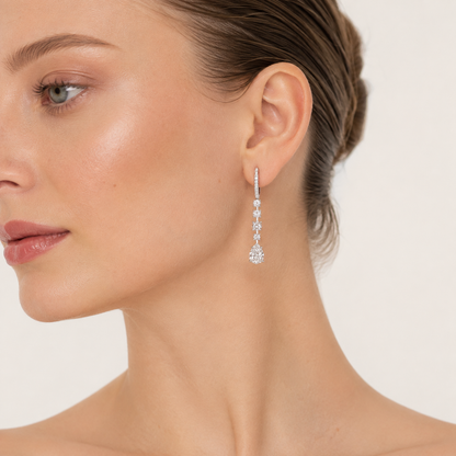 4.5CT Pear Cut Lab Grown Diamond Dangle Earrings