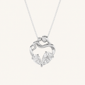 3Ct Pear Cut Lab Grown Diamond Mother & Child Heart Pendant Necklace
