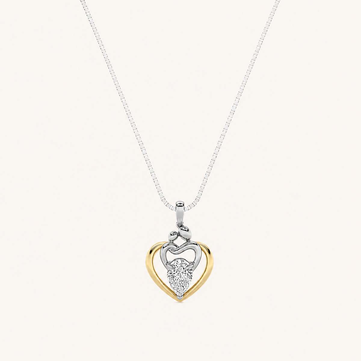 1.5 Ct Pear Lab Grown Diamond Heart Pendant Necklace