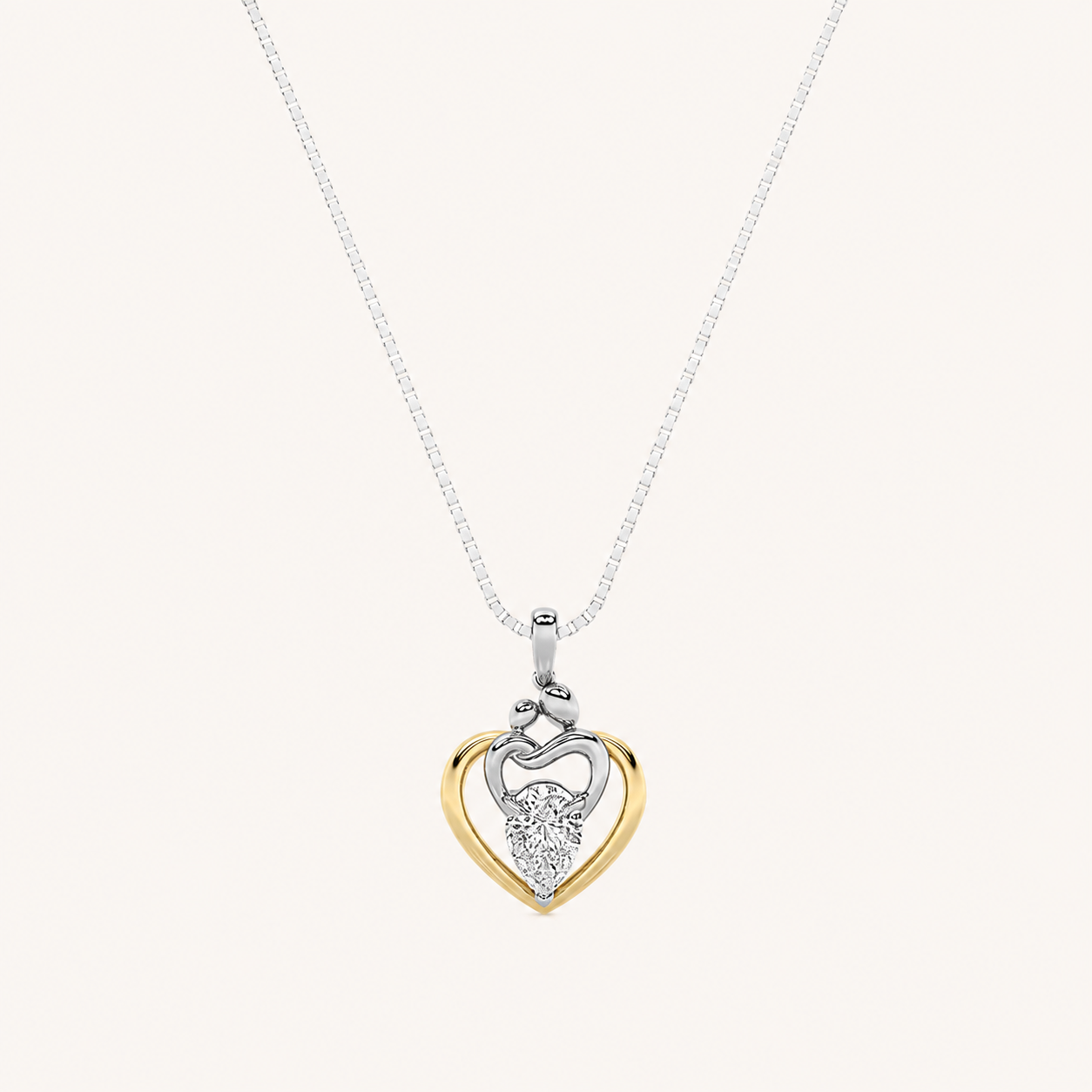1.5 Ct Pear Lab Grown Diamond Heart Pendant Necklace