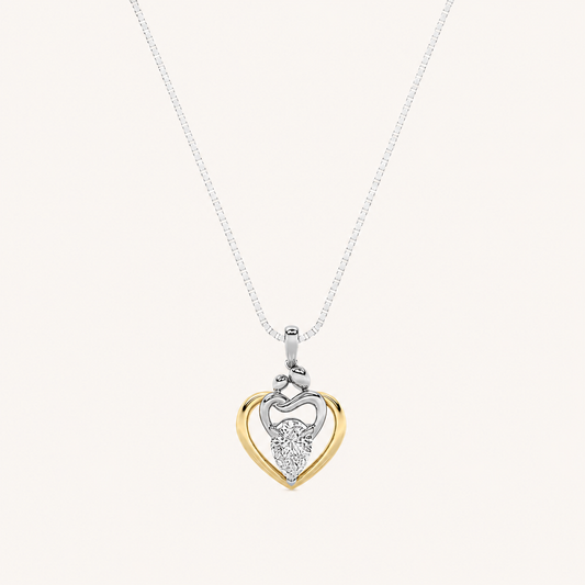 1.5 Ct Pear Lab Grown Diamond Heart Pendant Necklace