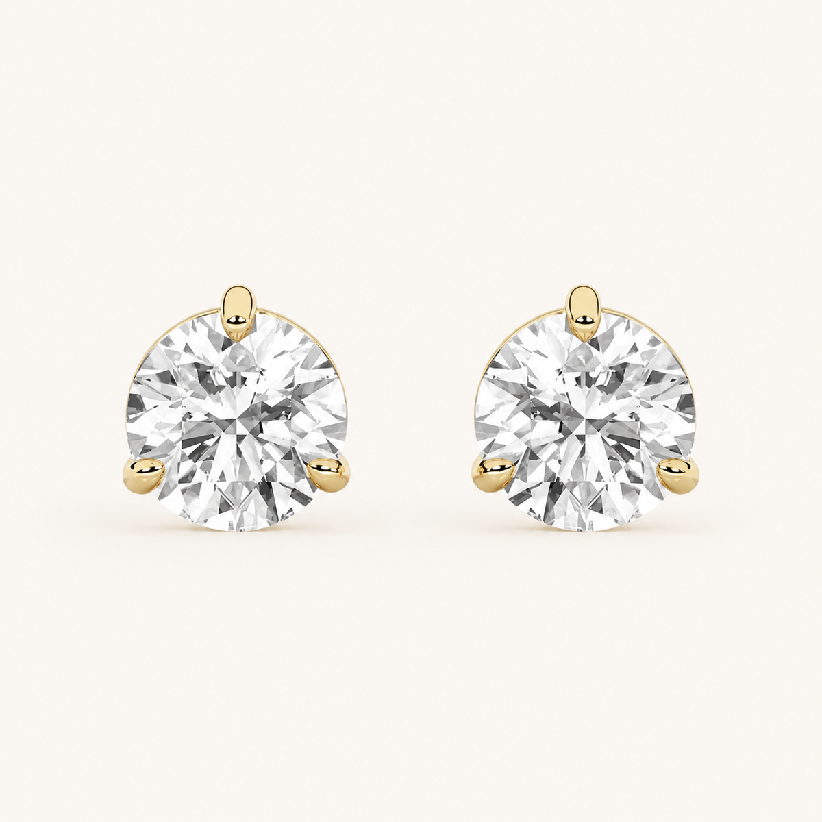 3CT Round Cut Lab Grown Diamond Classic Basket Set Stud Earrings