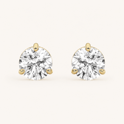 3CT Round Cut Lab Grown Diamond Classic Basket Set Stud Earrings