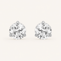 3CT Round Cut Lab Grown Diamond Classic Basket Set Stud Earrings