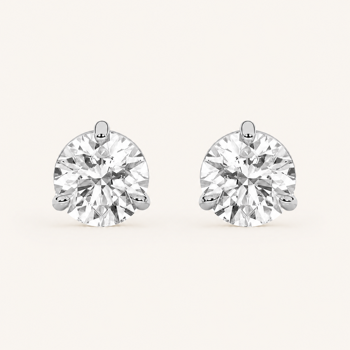 3CT Round Cut Lab Grown Diamond Classic Basket Set Stud Earrings