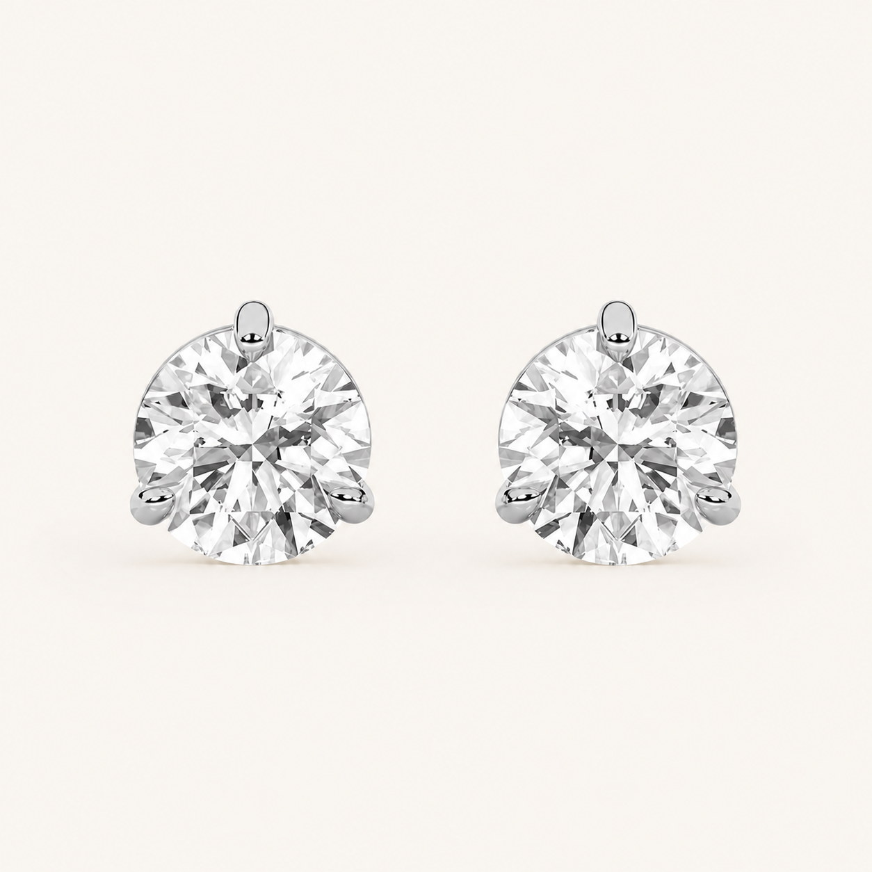 3CT Round Cut Lab Grown Diamond Classic Basket Set Stud Earrings