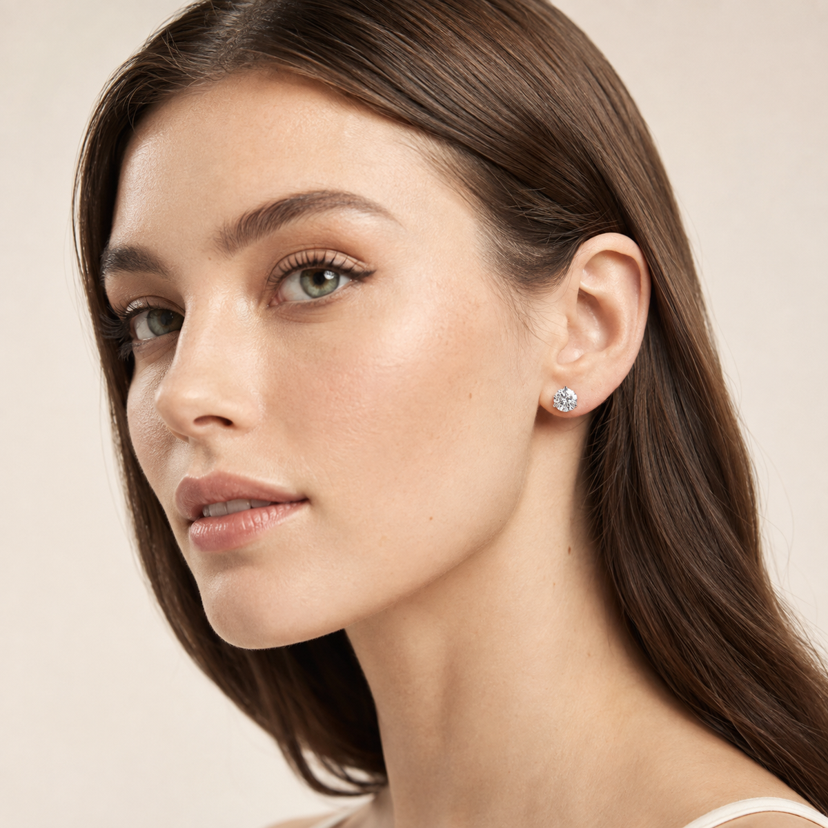 3CT Round Cut Lab Grown Diamond Classic Basket Set Stud Earrings