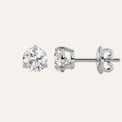 3CT Round Cut Lab Grown Diamond Classic Basket Set Stud Earrings