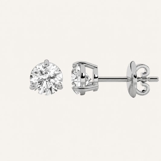 3CT Round Cut Lab Grown Diamond Classic Basket Set Stud Earrings