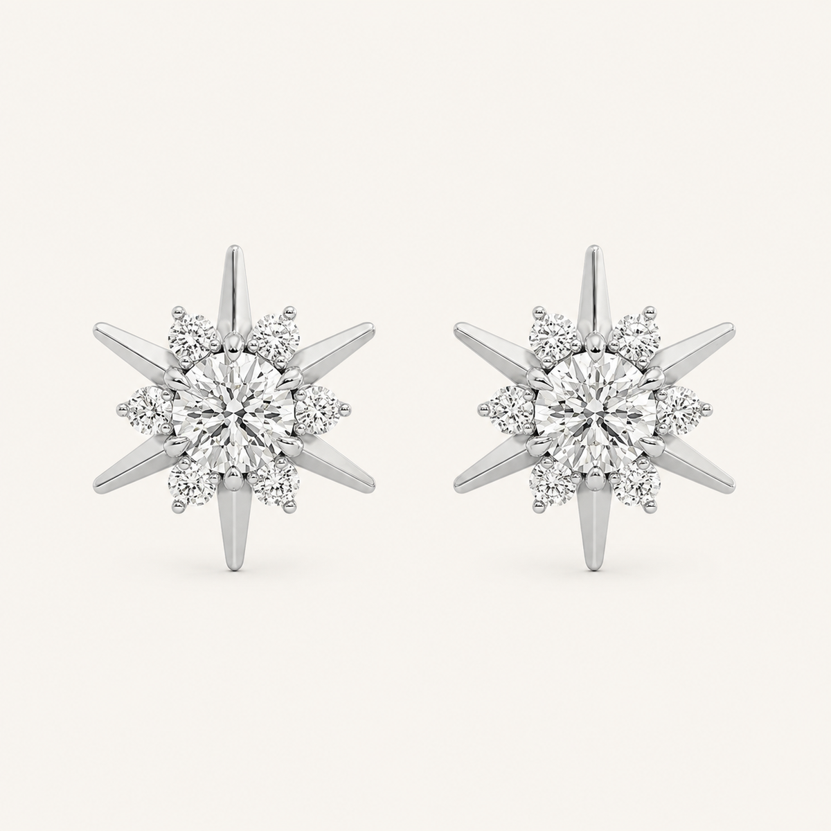2CT Round Cut Lab Grown Diamond Astralis Earrings
