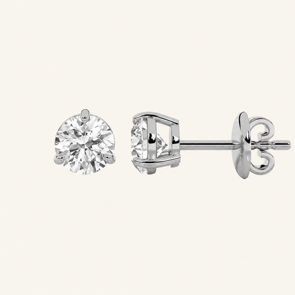 2CT Round Cut Lab Grown Diamond Classic Basket Set Stud Earrings