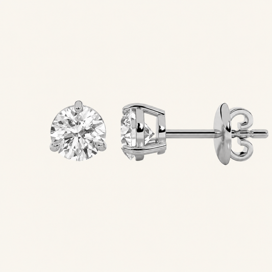2CT Round Cut Lab Grown Diamond Classic Basket Set Stud Earrings