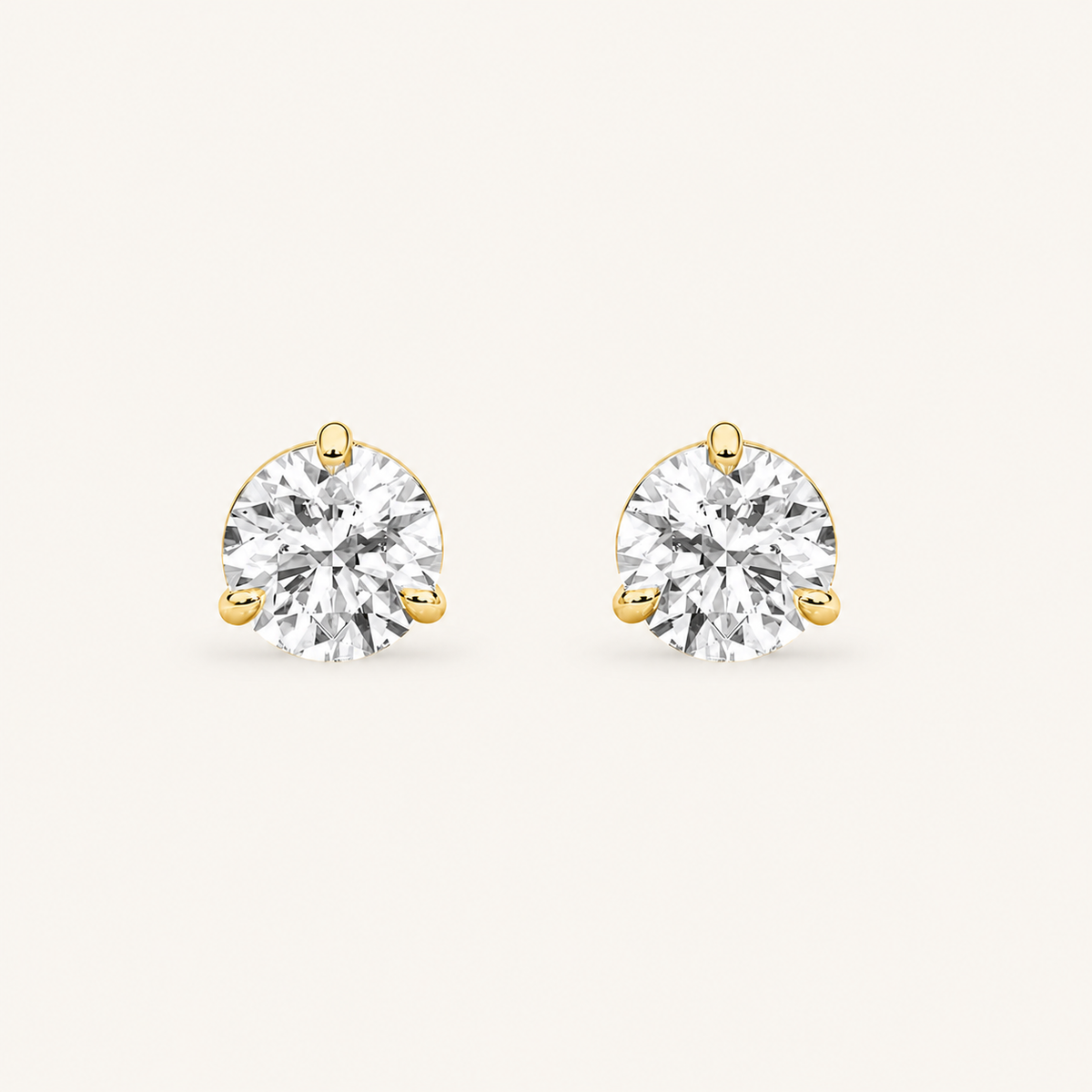 2CT Round Cut Lab Grown Diamond Classic Basket Set Stud Earrings