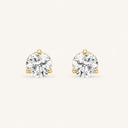 2CT Round Cut Lab Grown Diamond Classic Basket Set Stud Earrings