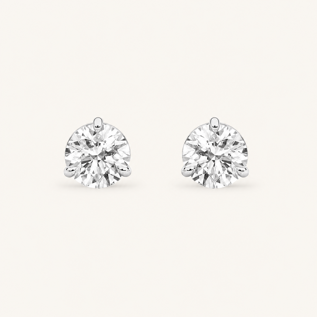 2CT Round Cut Lab Grown Diamond Classic Basket Set Stud Earrings