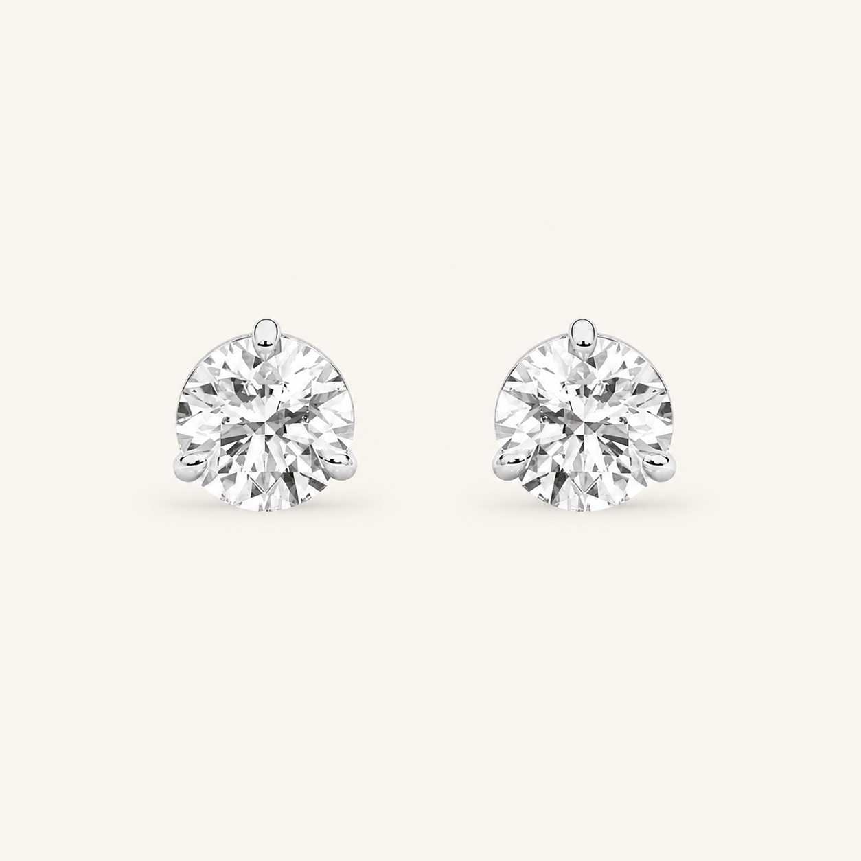 2CT Round Cut Lab Grown Diamond Classic Basket Set Stud Earrings