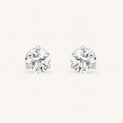 2CT Round Cut Lab Grown Diamond Classic Basket Set Stud Earrings
