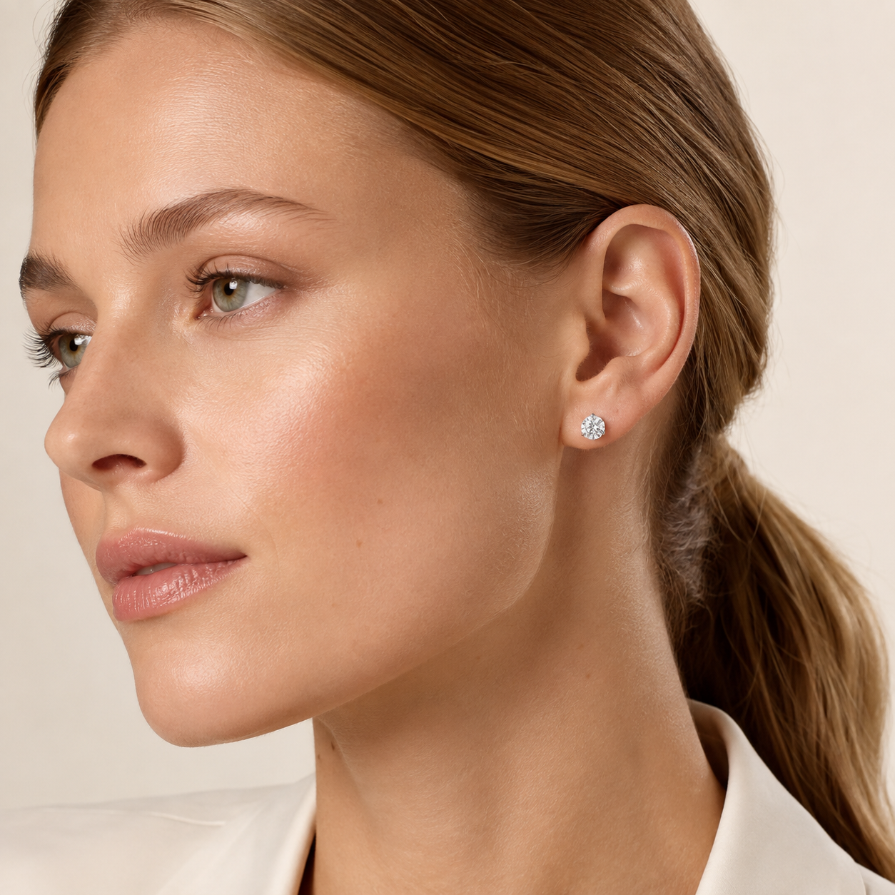 2CT Round Cut Lab Grown Diamond Classic Basket Set Stud Earrings