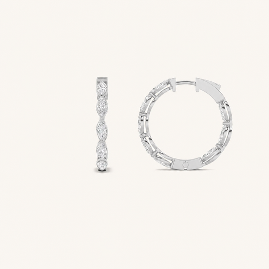 4CT Marquise Cut Lab Grown Diamond Inside Out Hoop Earrings