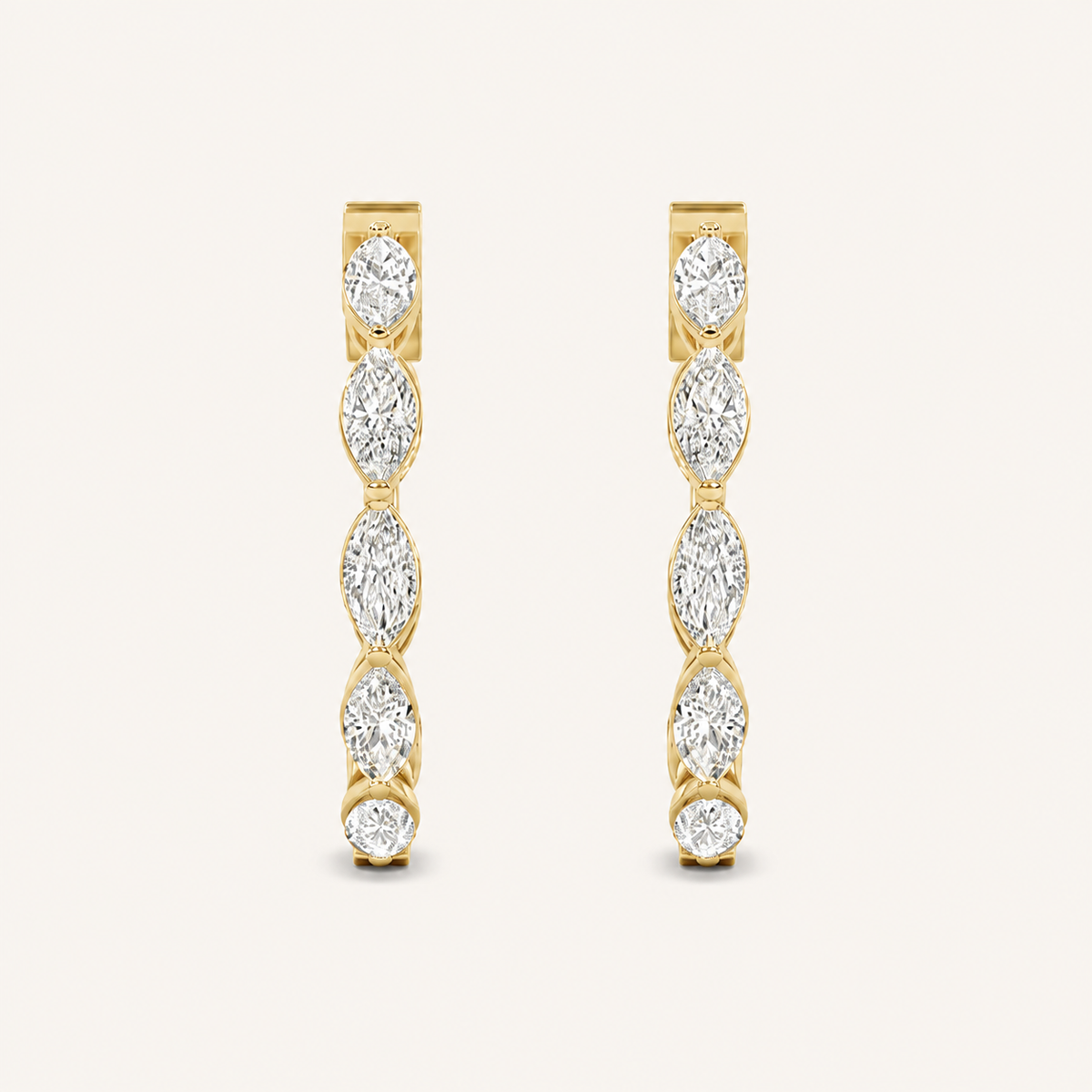 4CT Marquise Cut Lab Grown Diamond Inside Out Hoop Earrings